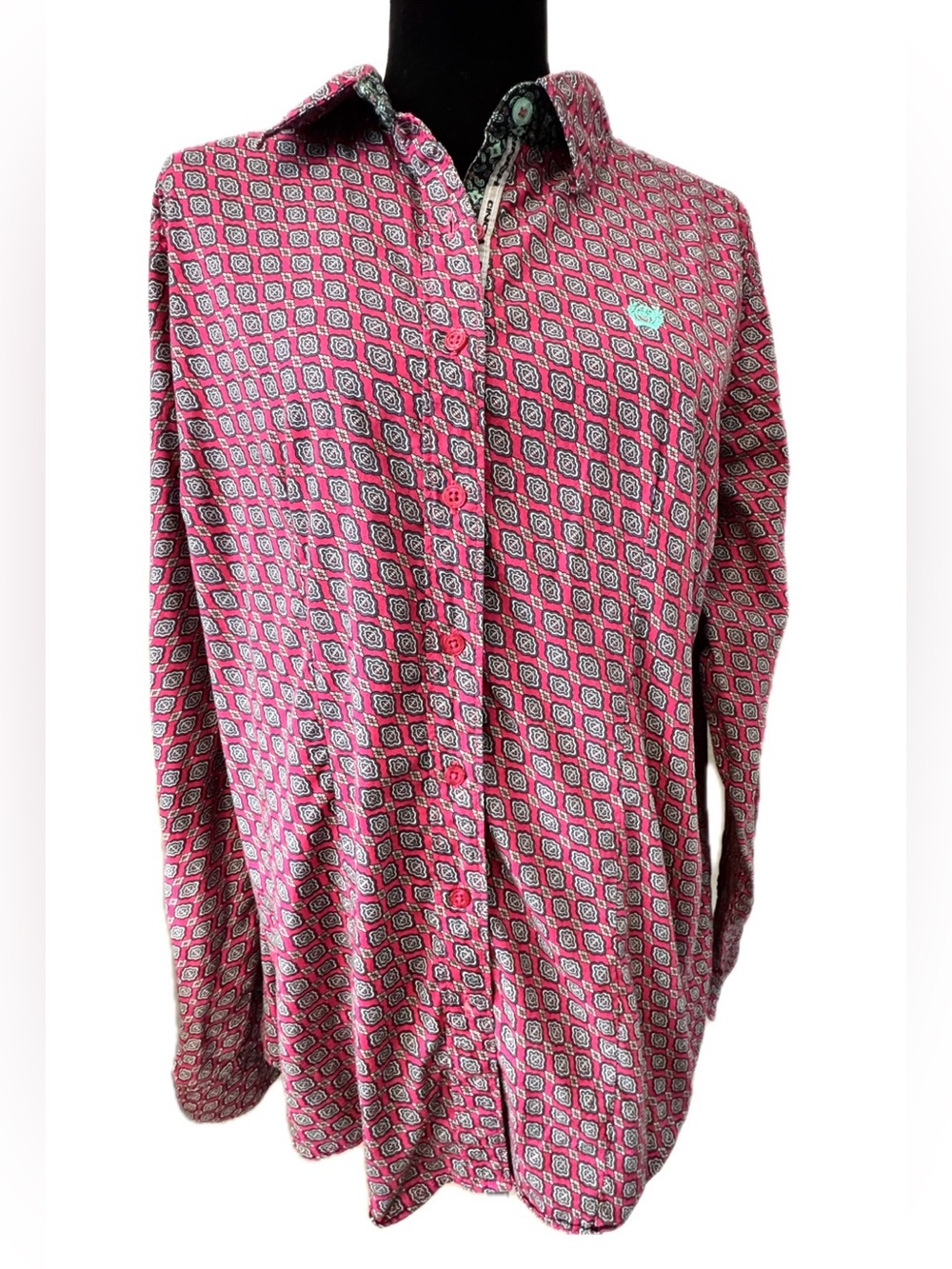 Cinch Women’s XXL Pink Western Button Front Shirt Geometric Print Rodeo Cowgirl